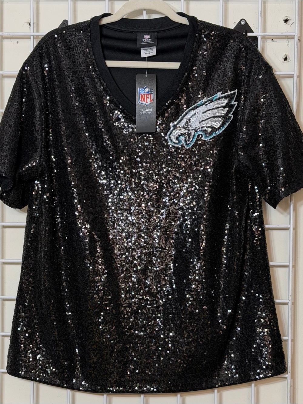 Philadelphia Eagles XL Woman's Outerstuff  Glam Sequin Top New With Tag